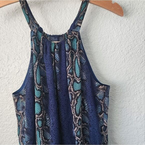 Sundance reptile print ruffled layer midi/maxi sleeveless dress - Picture 4 of 13